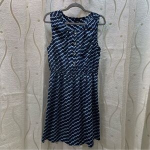 Trendsetter Chevron‎ Sleeveless Dress Womens Size Medium Navy Blue Excellent